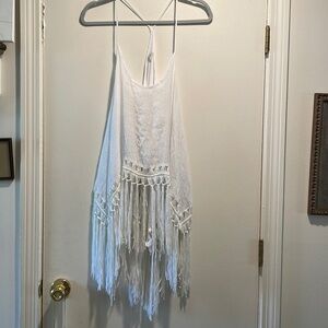 Cupshe Crocheted Boho Racer Back Long Fringe Overlay